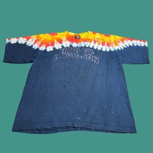Harley Davidson Mens XL Tie Dye T Shirt Biker Motorcycle USA Thrashed Vintage